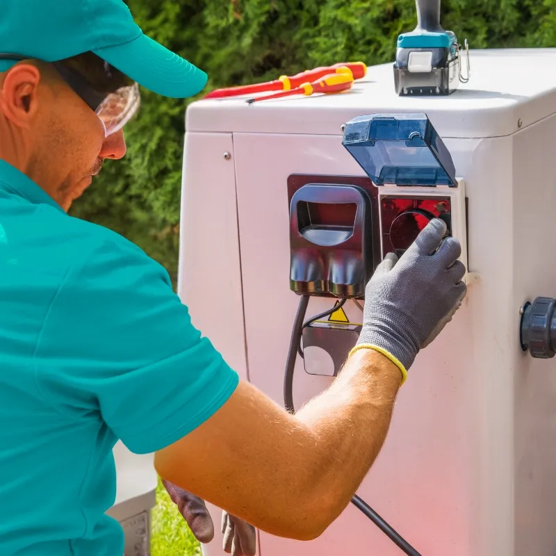 A pool tech repairing a pool pump in gilbert arizona